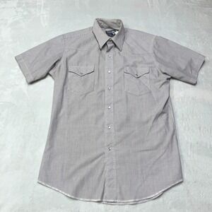 Vintage Wrangler Shirt Mens 16 Cowboy Cut Striped Pearl Snap Rodeo Made in USA